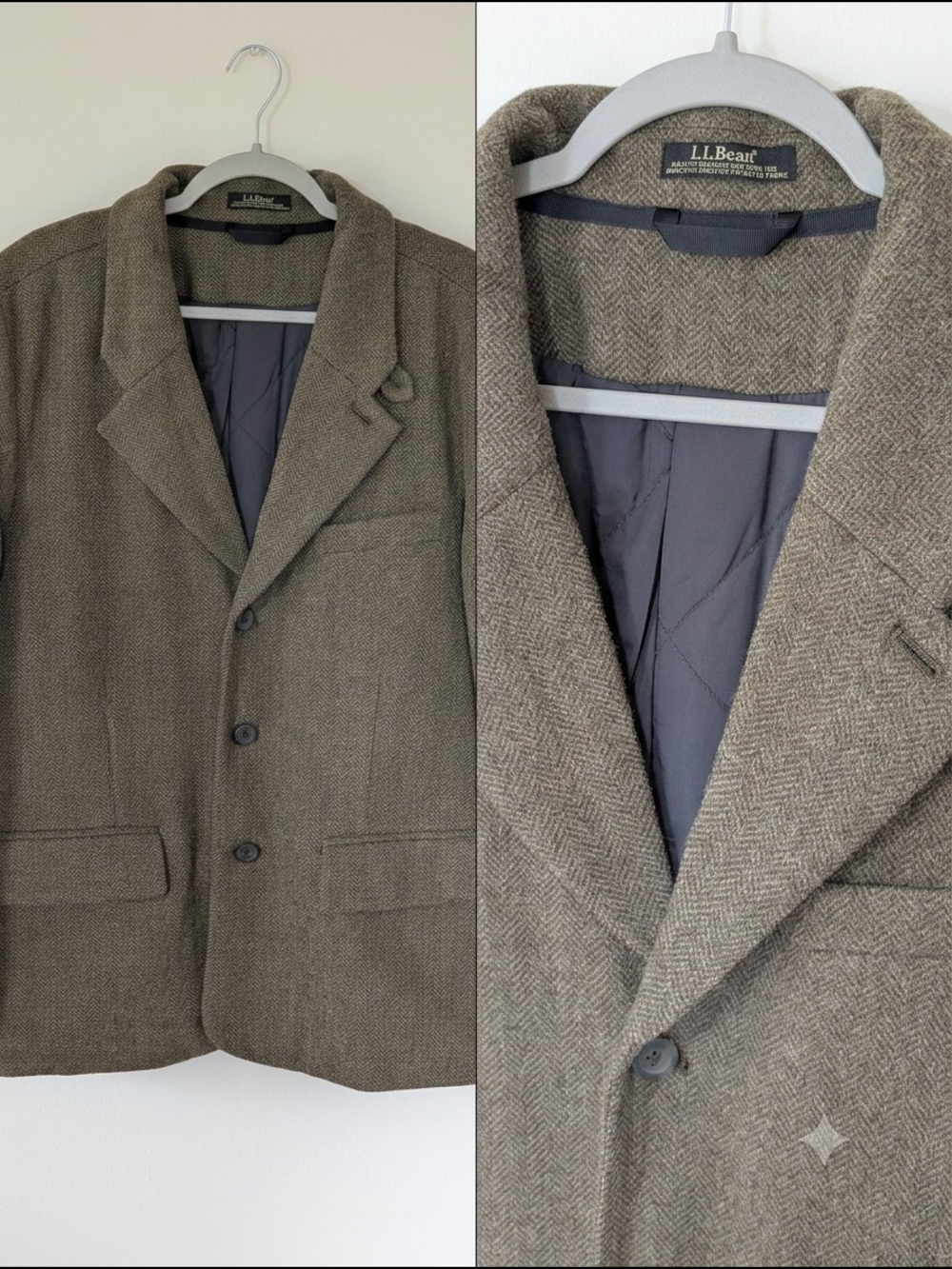 L.L. Bean Men's Herringbone Sport Coat in Olive Brown